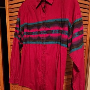 Women's Medium Vibrant red Adobe Rose Western Shirt